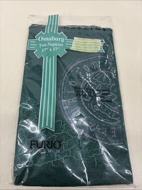 Furio Home Dark Green Osnaburg Napkins (Set of 2)